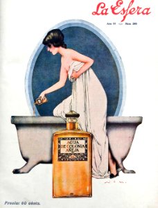 RIBAS MONTENEGRO, Federico.  Cover of La Esfera, "Agua de Colonia Añeja", 1914.