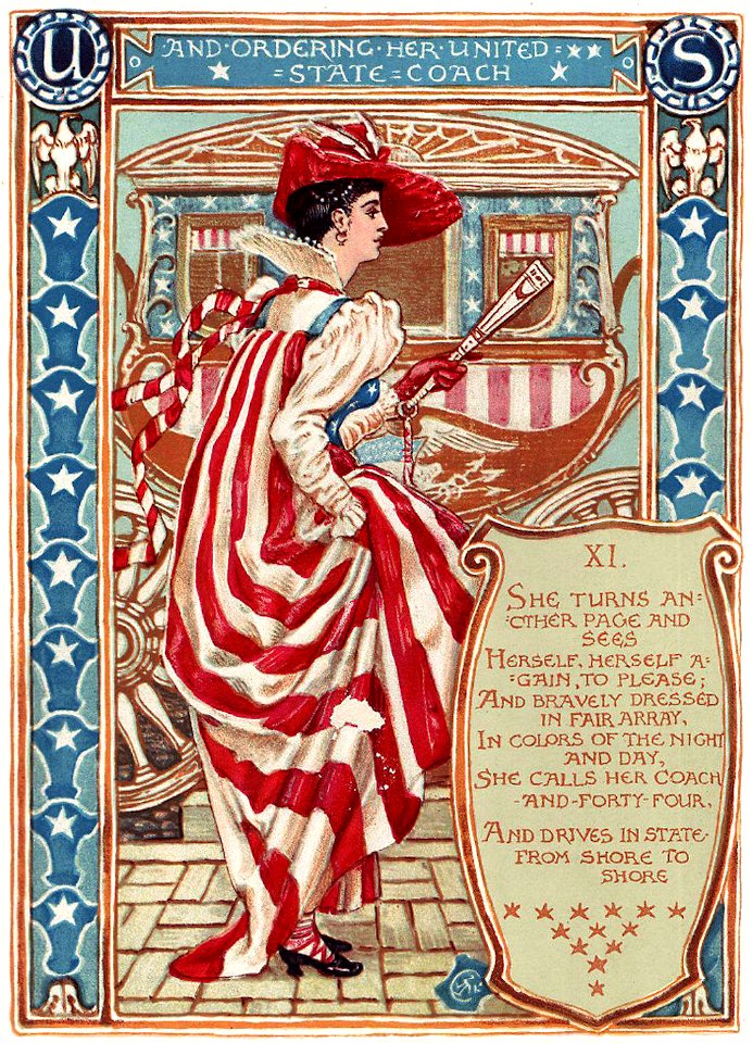 CRANE, Walter (1845-1915).  Page from Columbia's Courtship, 1893.