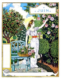 GRASSET, Eugène. Juin (June), La Belle Jardinière, 1896.. Free illustration for personal and commercial use.