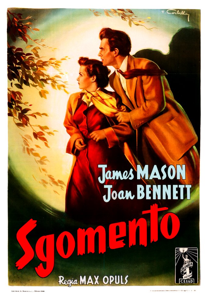"Sgomento", directed by Max Ophüls (Maximillian Oppenheimer), film poster, 1950.