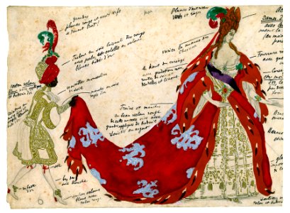 BAKST, Lev Samoilovich (Leon Bakst). Courtier in "The Sleeping Princess", 1921.