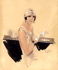PENAGOS, Rafael de. [young lady smoking] 1925.. Free illustration for personal and commercial use.