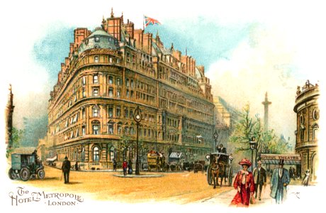 Hotel Metropole, London postcard. Free illustration for personal and commercial use.