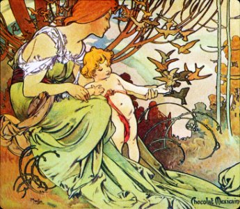 Alphonse Mucha - C9 Chocolat Masson/Chocolat Mexicain, Enfance/Childhood, 1897.