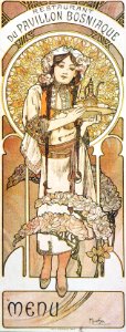 Alphonse Mucha - G1h Menu - Restaurant Du Pavillion Bosniaque, 1900.