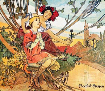 Alphonse Mucha - C9 Chocolat Masson/Chocolat Mexicain, Adolescence, 1897.