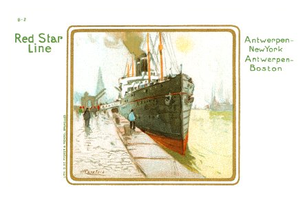 Red Star Line postcard by Henri Cassiers. Free illustration for personal and commercial use.