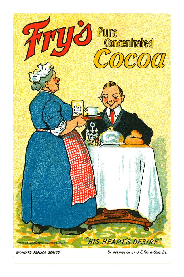 Fry's Cocoa postcard. Free illustration for personal and commercial use.