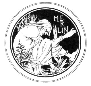 Aubrey Beardsley - Merlin, design for Le Morte d'Arthur. Free illustration for personal and commercial use.