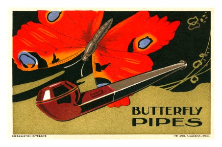 Butterfly Pipes postcard. Free illustration for personal and commercial use.