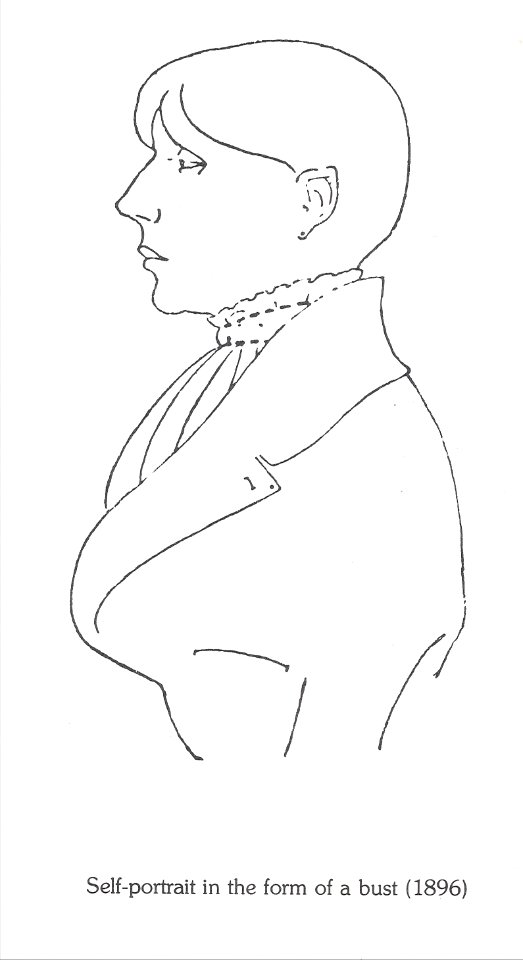 Aubrey Beardsley : Self portrait in the form of a bust. 1896.