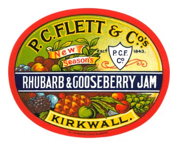 PC Flett & Co jam label. Free illustration for personal and commercial use.