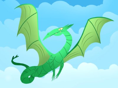 Emeralrd Green in mid flight. Free illustration for personal and commercial use.