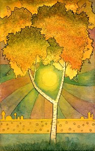 Autumn Sunshine tree. Free illustration for personal and commercial use.