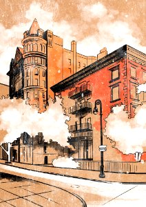 Brooklyn Heights architecture. Free illustration for personal and commercial use.
