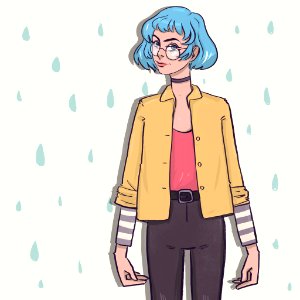 Ready for Rain girl. Free illustration for personal and commercial use.