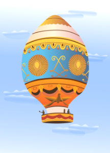 First manned baloon flight. Free illustration for personal and commercial use.