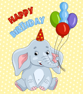 Birthday elephant. Free illustration for personal and commercial use.