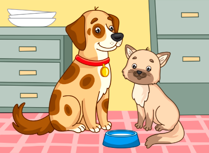 Dog and cat. Free illustration for personal and commercial use.