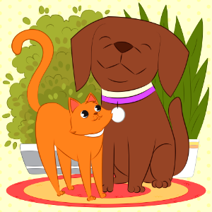 Dog and cat. Free illustration for personal and commercial use.