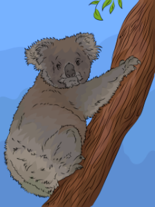 Koala climbing tree. Free illustration for personal and commercial use.