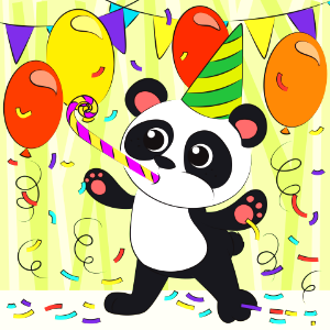 Panda's birthday. Free illustration for personal and commercial use.