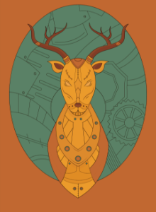Steampunk Deer. Free illustration for personal and commercial use.