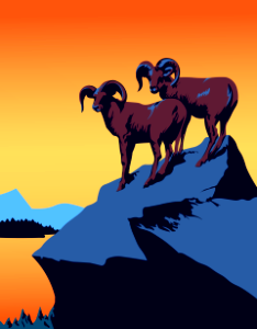 Vintage Poster Retro Advertisement Bighorn sheep. Free illustration for personal and commercial use.