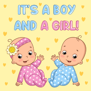 Twins boy and girl. Free illustration for personal and commercial use.