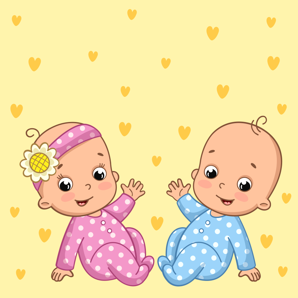 Twins boy and girl - Free Stock Illustrations | Creazilla
