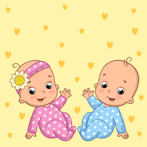 Twins boy and girl. Free illustration for personal and commercial use.