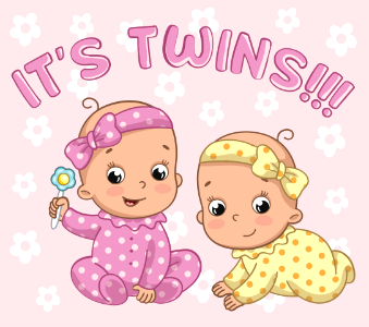 Twins girls. Free illustration for personal and commercial use.