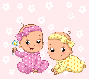 Twins girls. Free illustration for personal and commercial use.