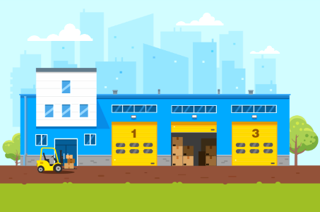 Blue warehouse. Free illustration for personal and commercial use.