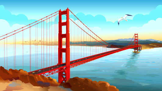 Golden gate bridge. Free illustration for personal and commercial use.