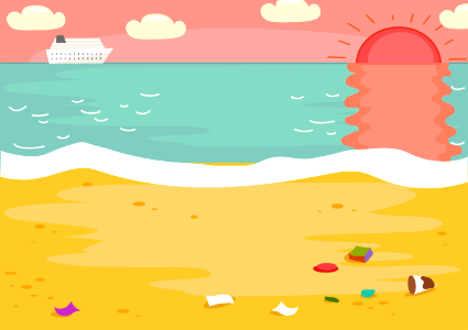Beach garbage. Free illustration for personal and commercial use.