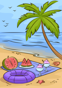 Summer picnic. Free illustration for personal and commercial use.