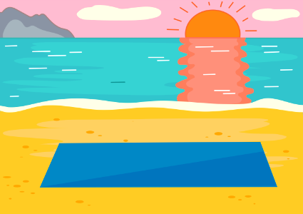 Yoga mat beach. Free illustration for personal and commercial use.