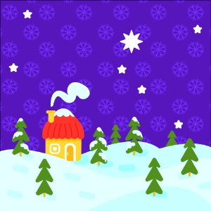 Christmas house snowflakes. Free illustration for personal and commercial use.
