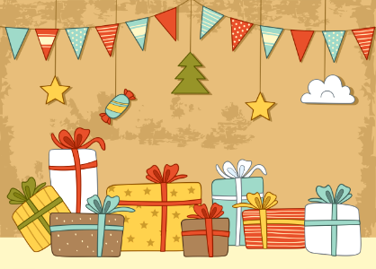 Christmas presents. Free illustration for personal and commercial use.