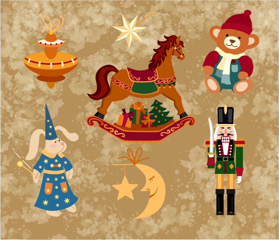 Christmas toys. Free illustration for personal and commercial use.