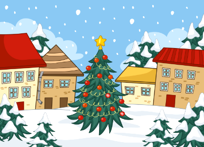 Christmas village. Free illustration for personal and commercial use.