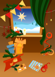 Christmas window. Free illustration for personal and commercial use.