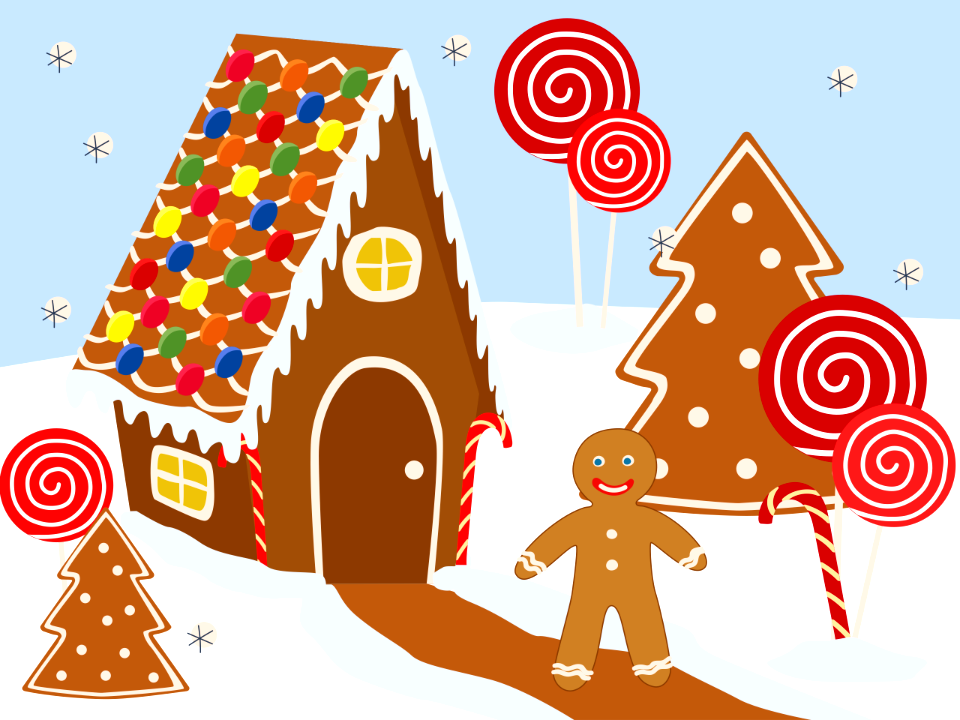 Gingerbread house. Free illustration for personal and commercial use.