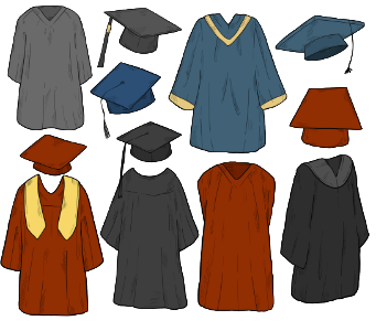Cap and gown. Free illustration for personal and commercial use.