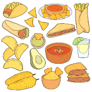 Mexican food. Free illustration for personal and commercial use.