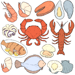 Seafood. Free illustration for personal and commercial use.