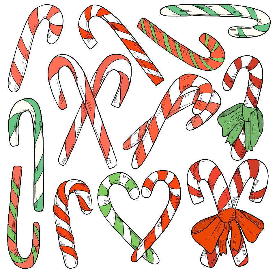 Candy cane. Free illustration for personal and commercial use.