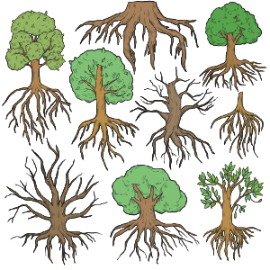 Tree with roots. Free illustration for personal and commercial use.