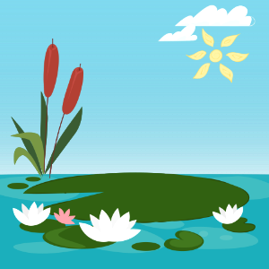 Lily pads and reeds. Free illustration for personal and commercial use.